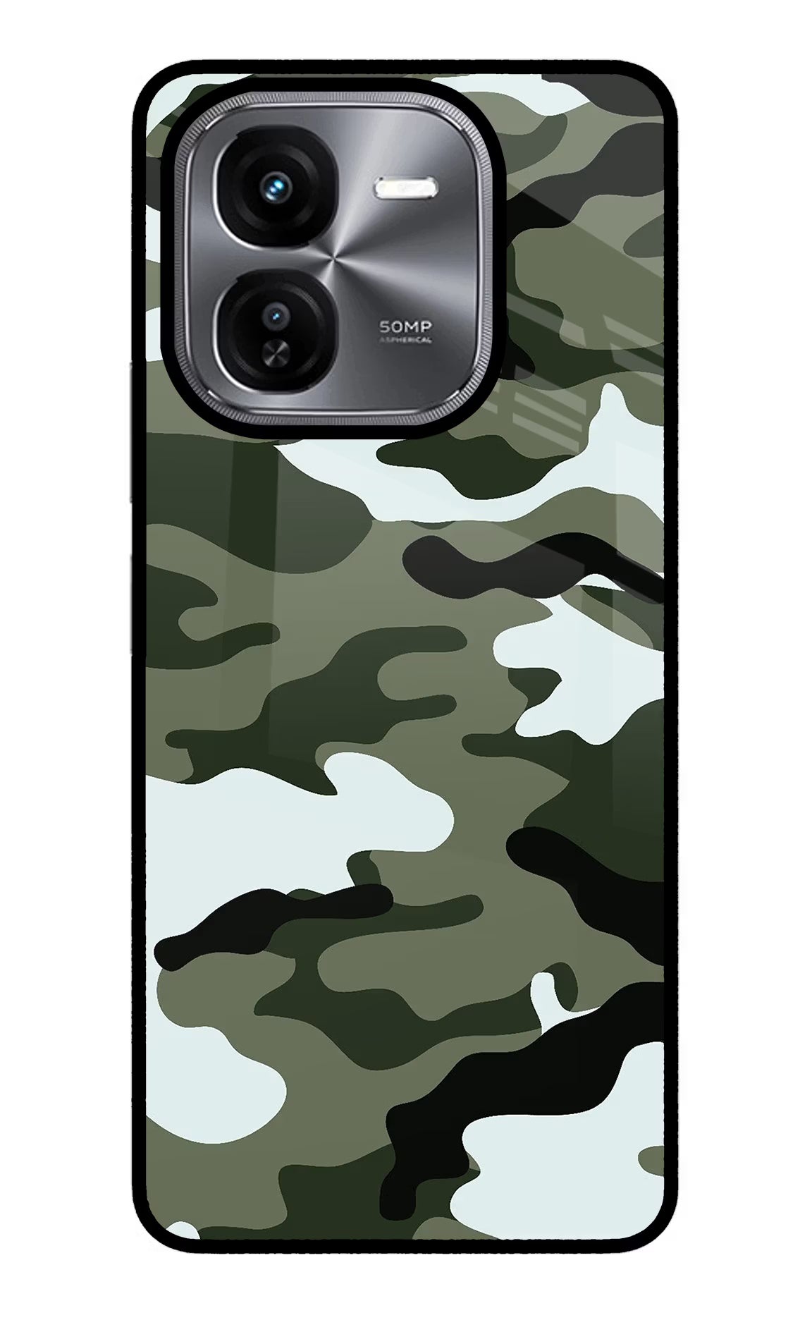 Camouflage iQOO Z9X Glass Case Back Cover by Casekaro