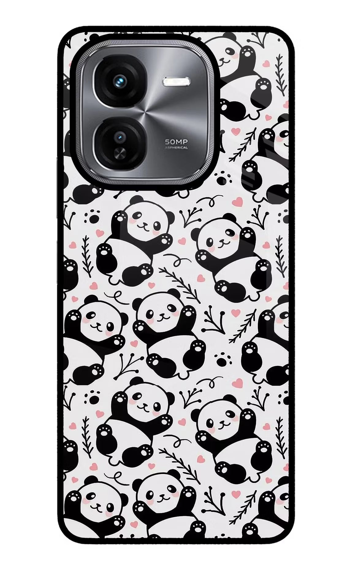 Cute Panda iQOO Z9X Glass Case Back Cover by Casekaro