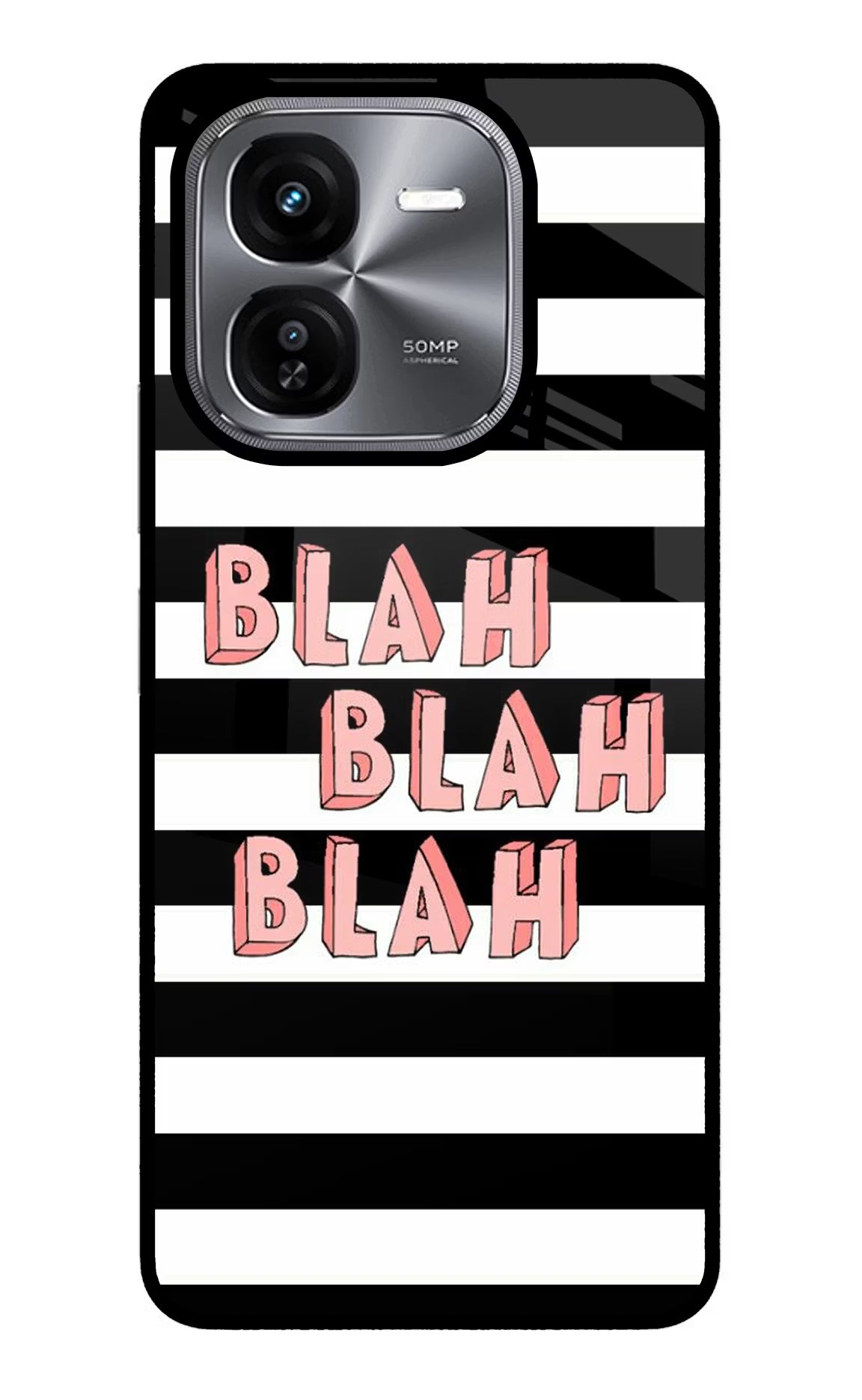 Blah Blah Blah iQOO Z9X Glass Case Back Cover by Casekaro