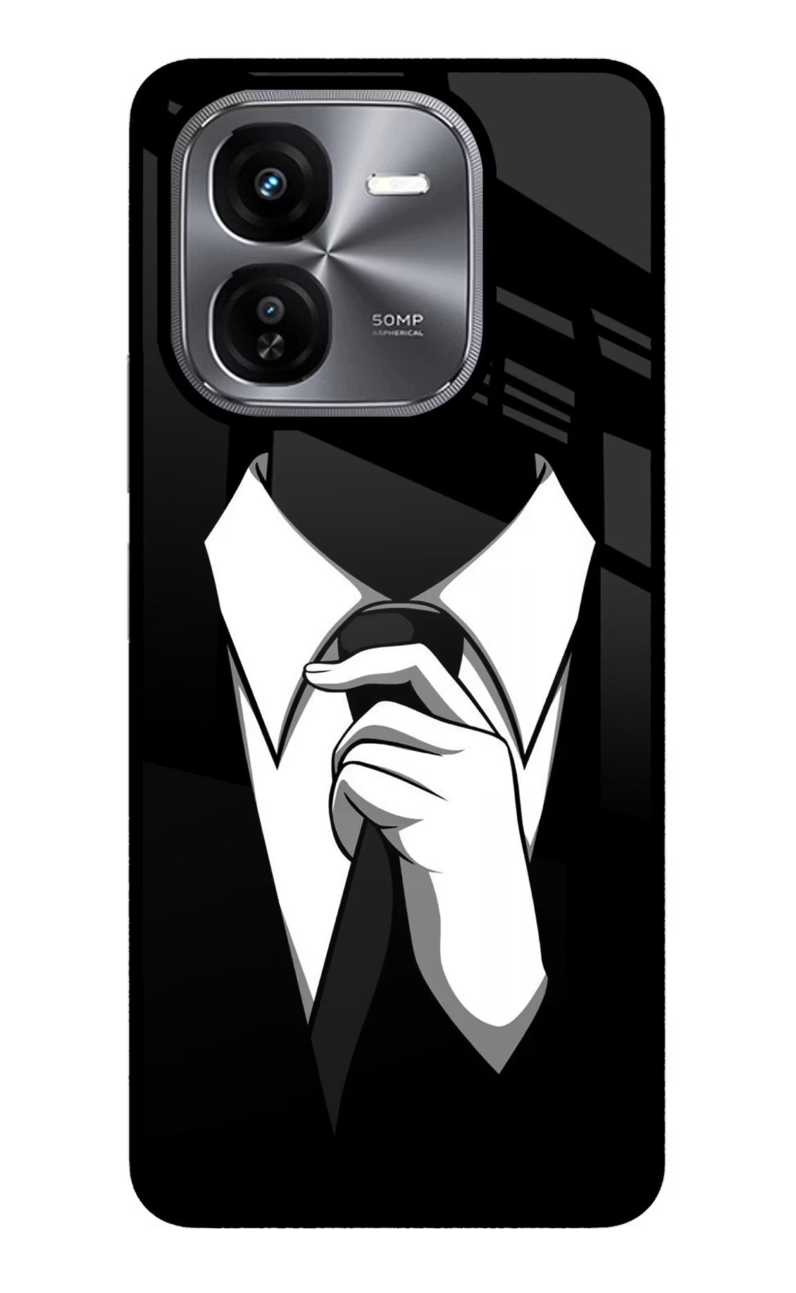 Black Tie iQOO Z9X Glass Case Back Cover by Casekaro