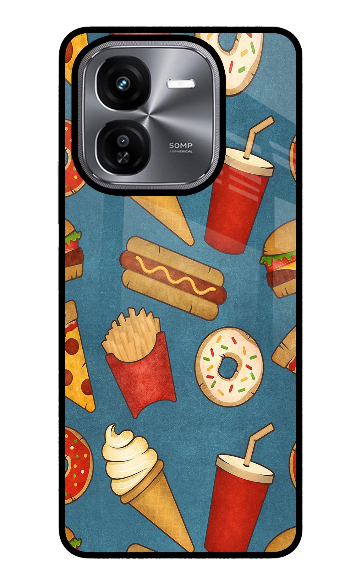Foodie iQOO Z9X Glass Case Back Cover by Casekaro