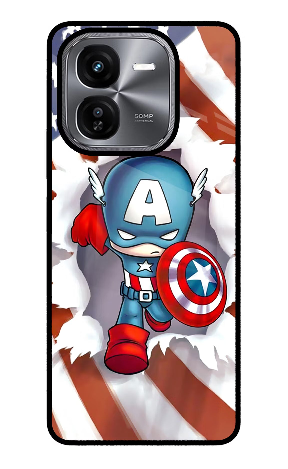 Captain America iQOO Z9X Glass Case Back Cover by Casekaro