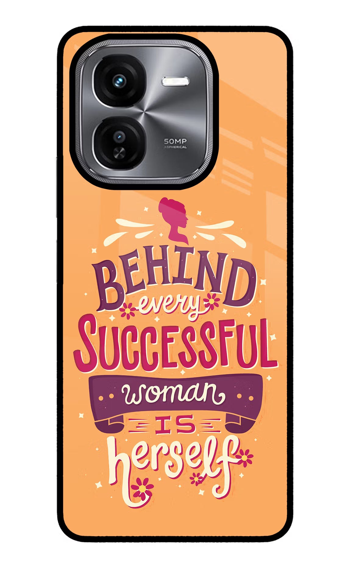 Behind Every Successful Woman There Is Herself iQOO Z9X Glass Case Back Cover by Casekaro