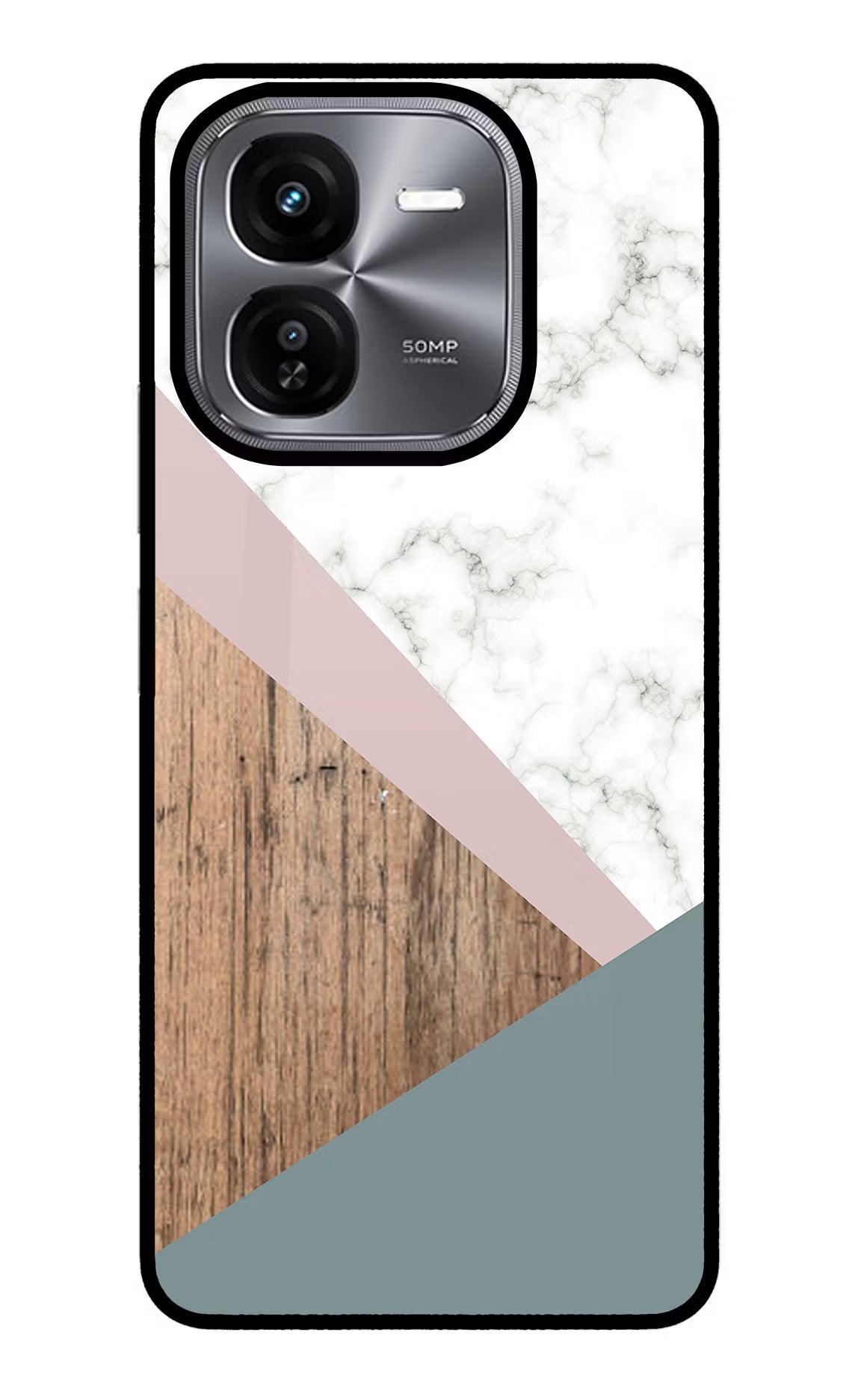 Marble wood Abstract iQOO Z9X Glass Case Back Cover by Casekaro