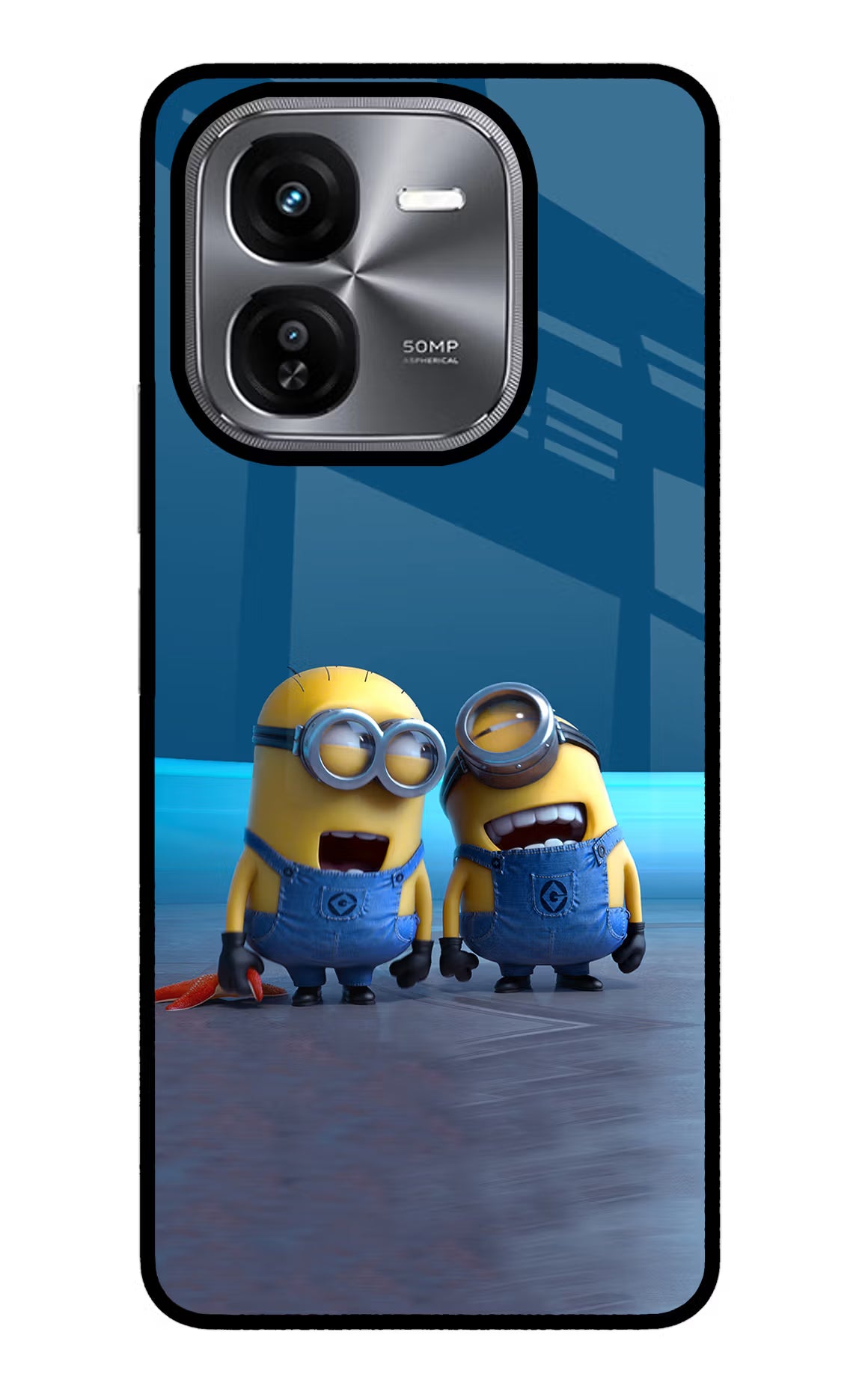 Minion Laughing iQOO Z9X Glass Case Back Cover by Casekaro