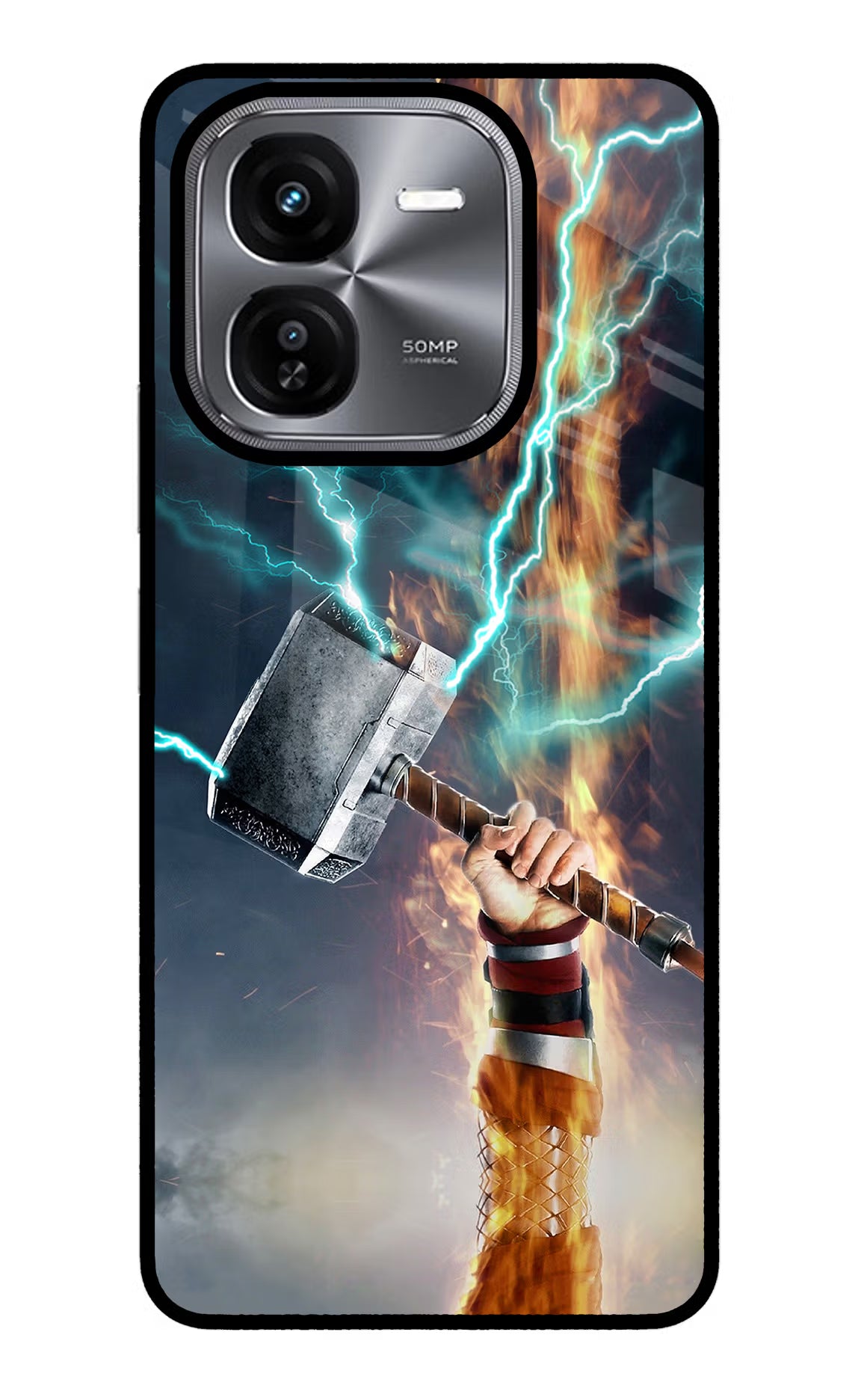 Thor Hammer Mjolnir iQOO Z9X Glass Case Back Cover by Casekaro