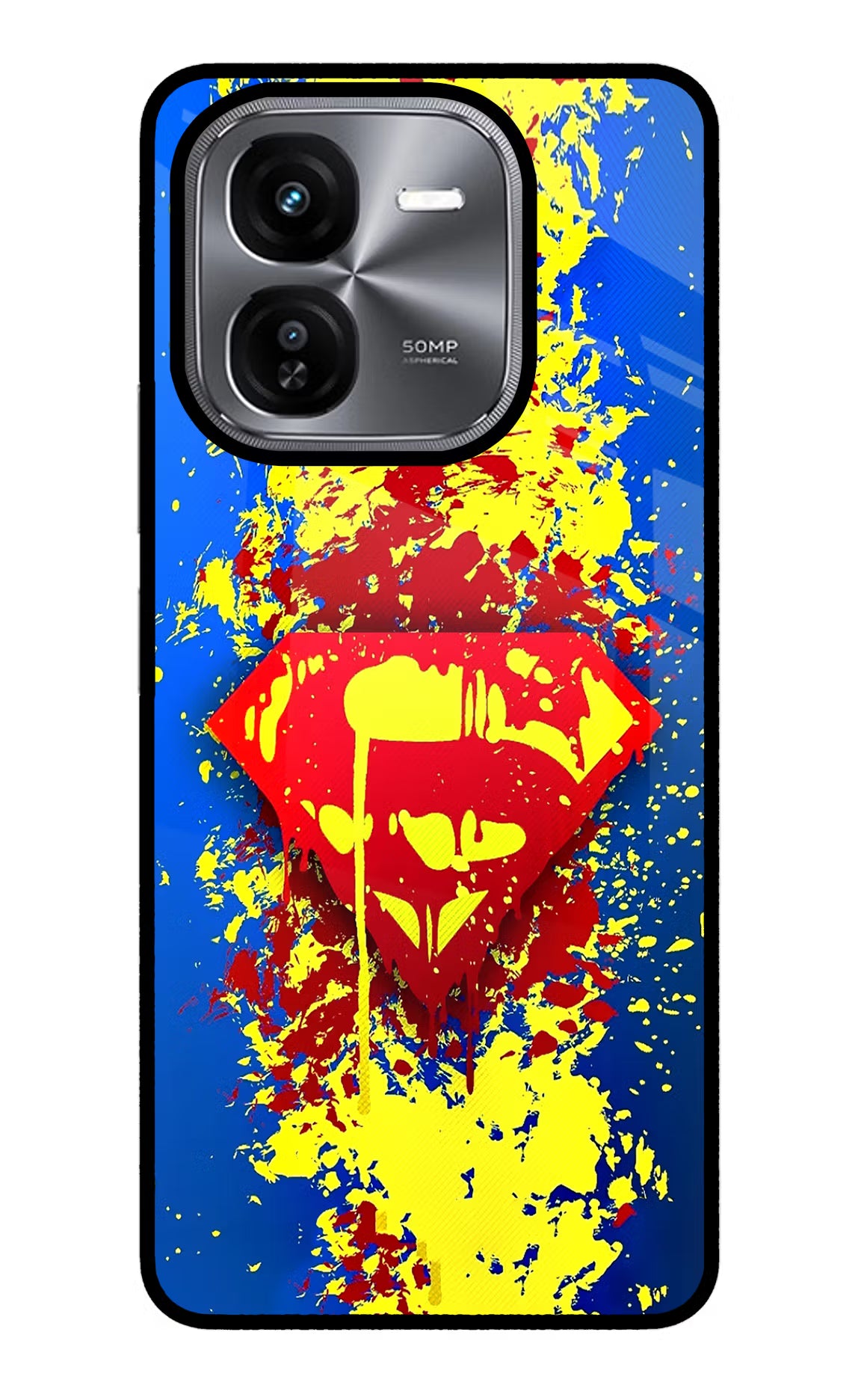 Superman logo iQOO Z9X Glass Case Back Cover by Casekaro