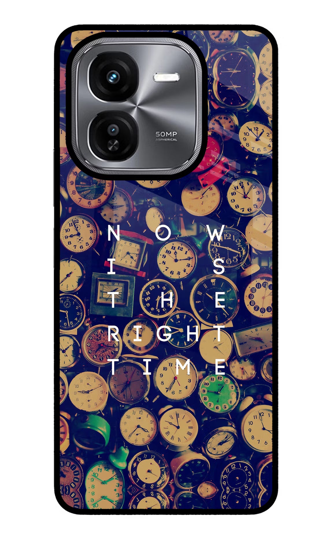 Now is the Right Time Quote iQOO Z9X Glass Case Back Cover by Casekaro