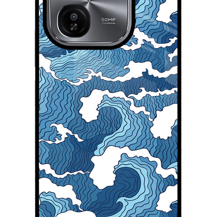 Blue Waves iQOO Z9X Glass Case Back Cover by Casekaro