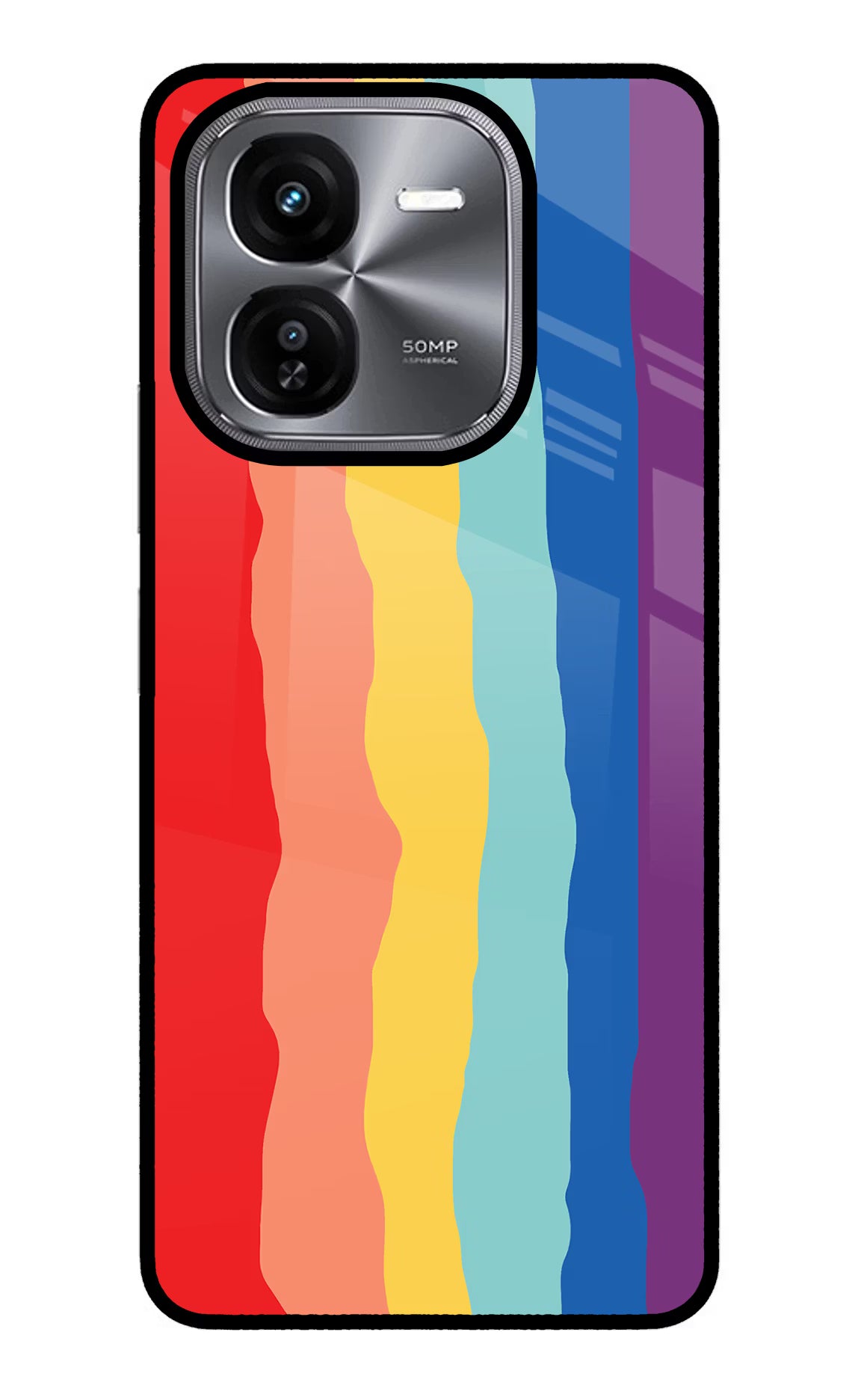 Rainbow iQOO Z9X Glass Case Back Cover by Casekaro