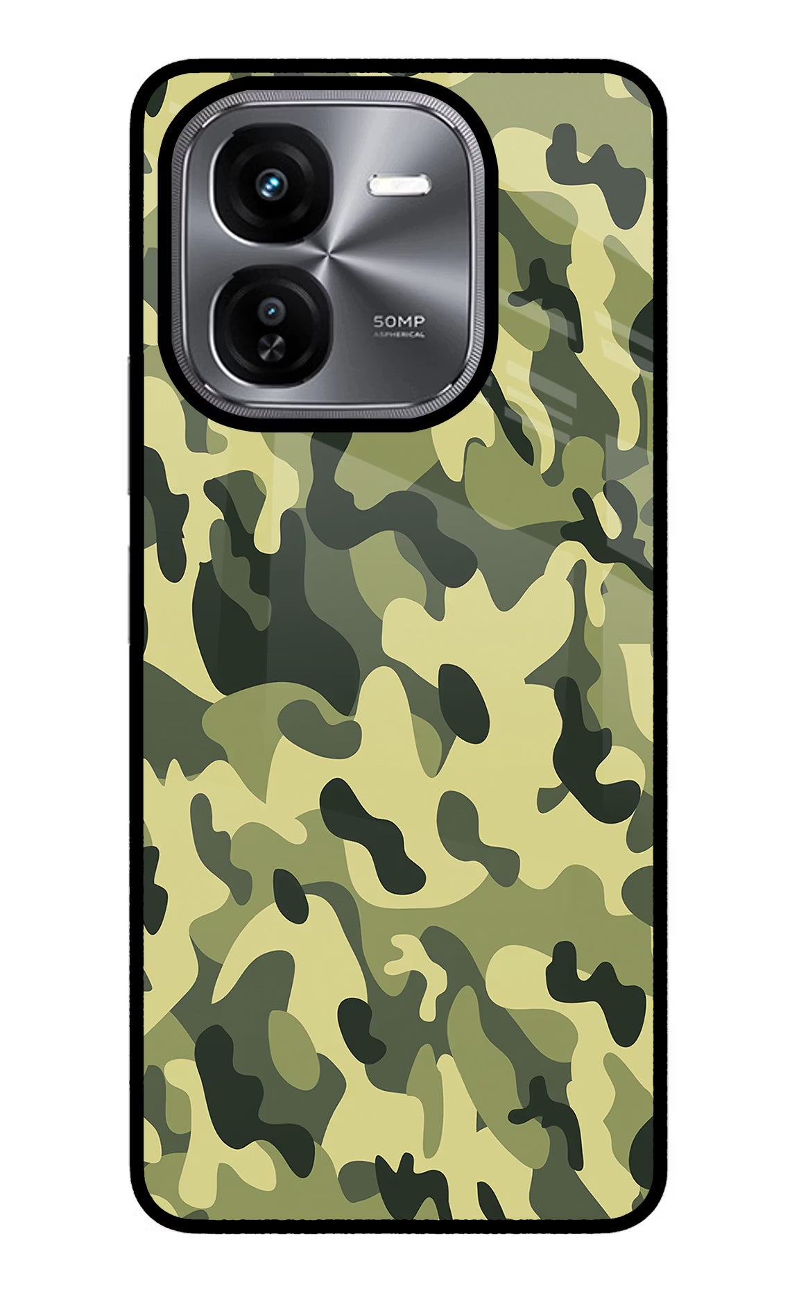 Camouflage iQOO Z9X Glass Case Back Cover by Casekaro