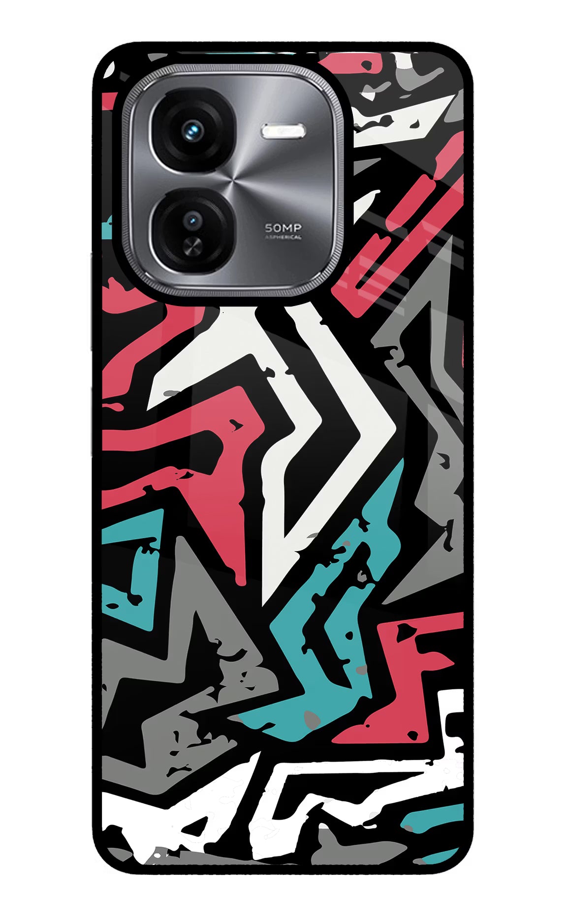 Geometric Graffiti iQOO Z9X Glass Case Back Cover by Casekaro