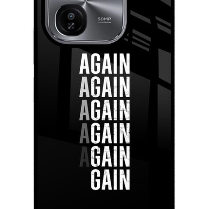 Again Again Gain iQOO Z9X Glass Case Back Cover by Casekaro