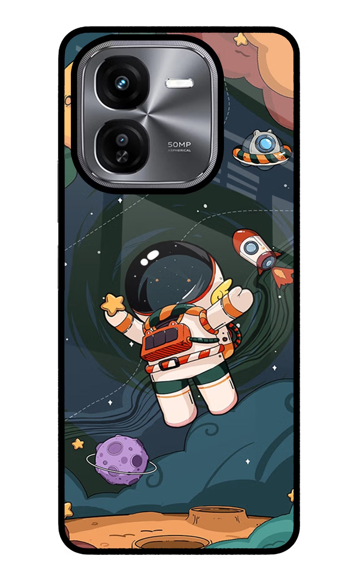 Cartoon Astronaut iQOO Z9X Glass Case