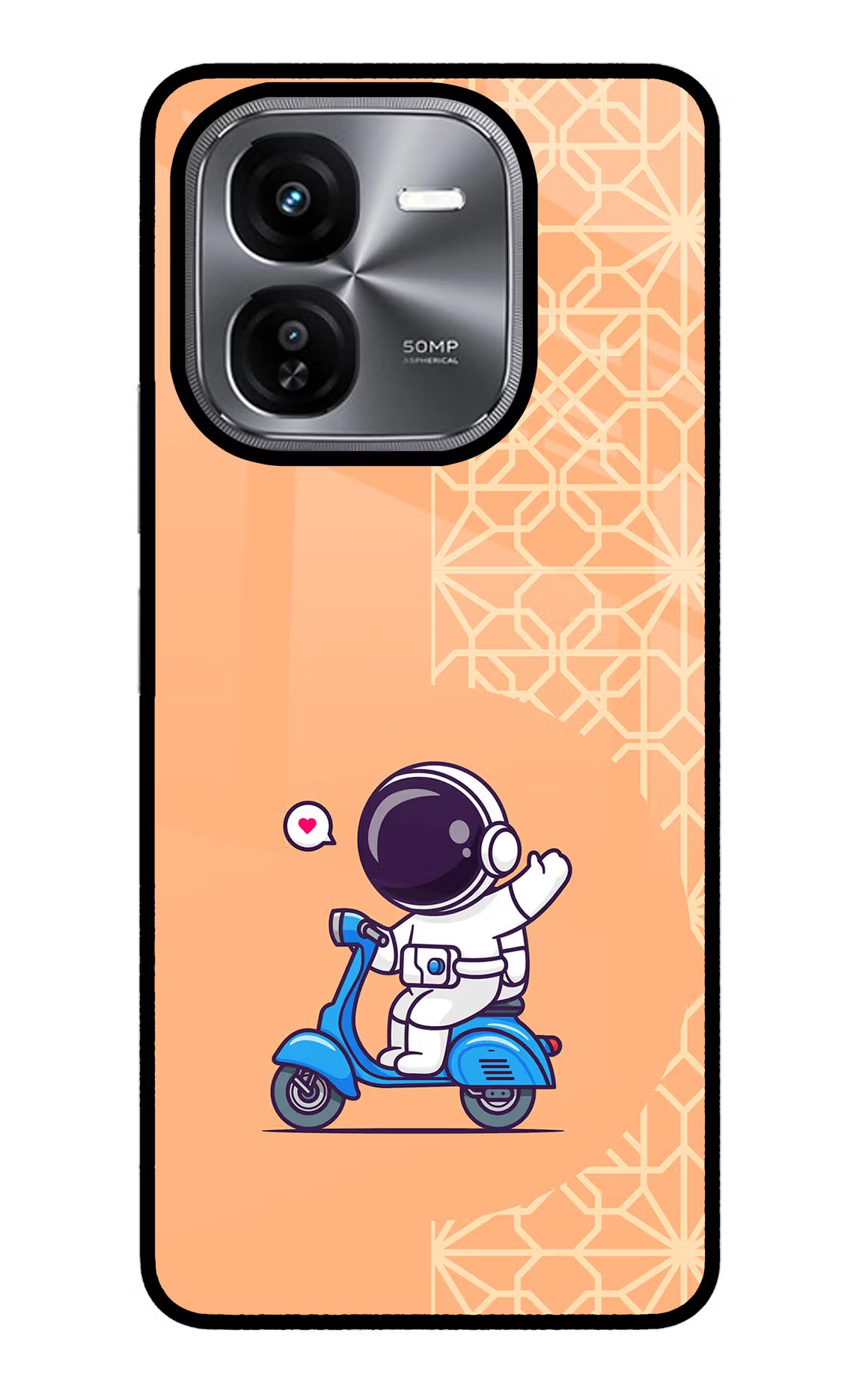 Cute Astronaut Riding iQOO Z9X Glass Case Back Cover by Casekaro