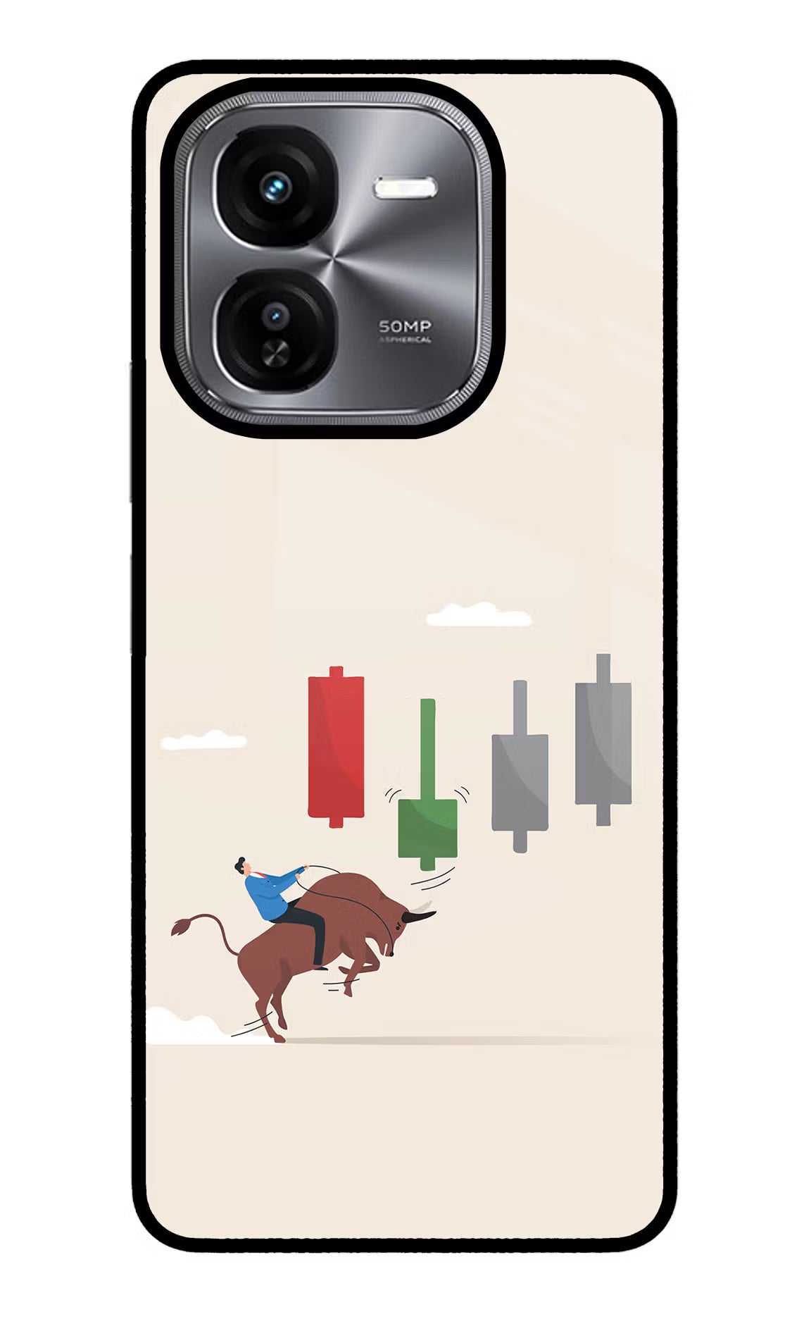 Bull Trading Momentum iQOO Z9X Glass Case Back Cover by Casekaro