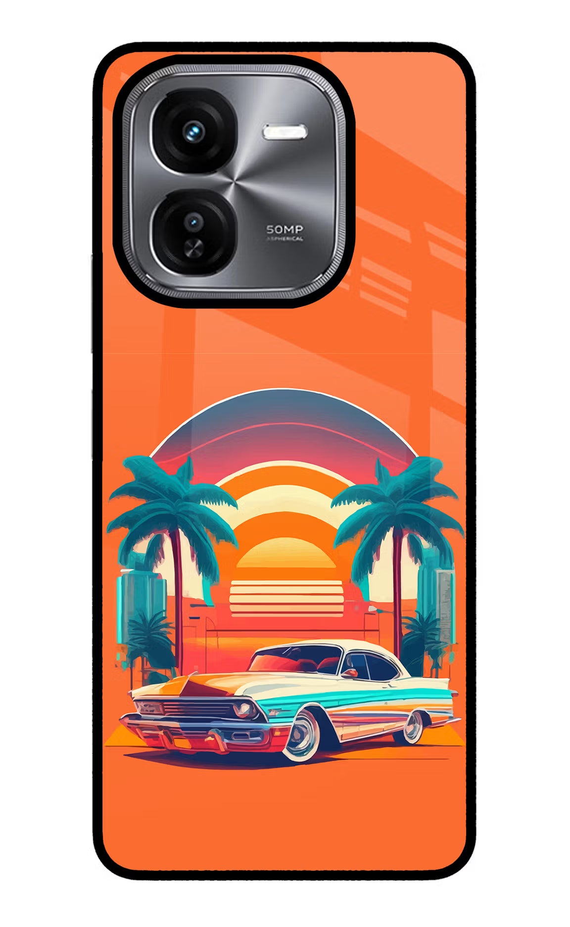 Palm Drive 80s iQOO Z9X Glass Case Back Cover by Casekaro