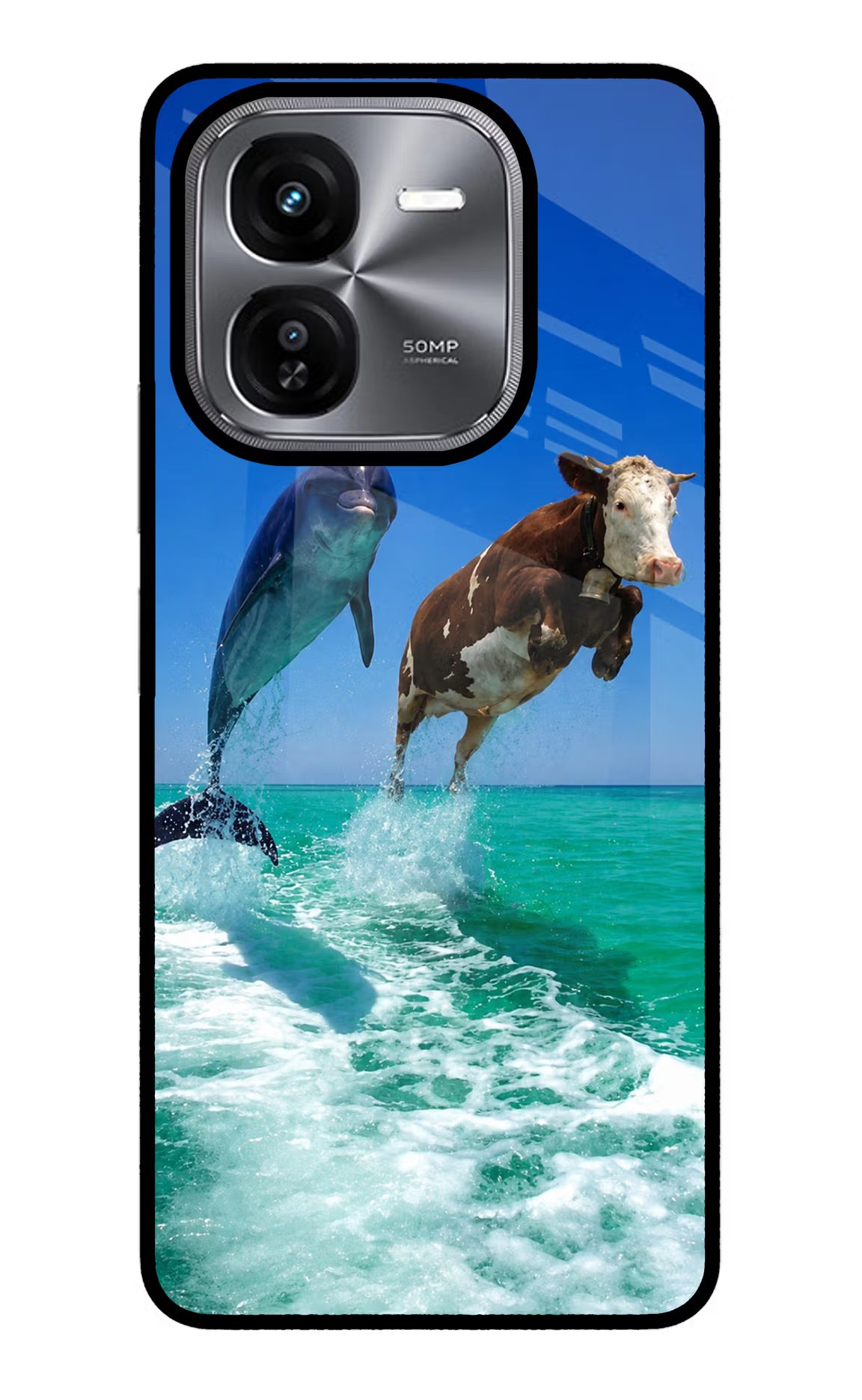 Dolphin vs Cow iQOO Z9X Glass Case