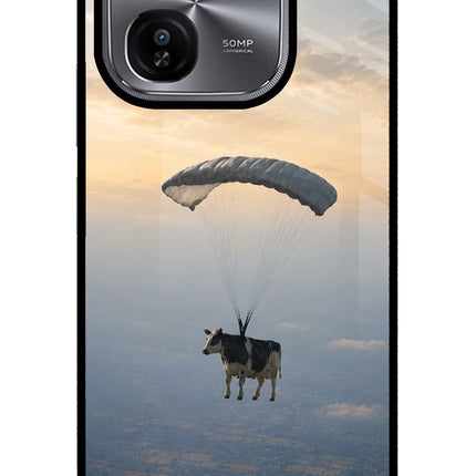 Skydiving Cow iQOO Z9X Glass Case