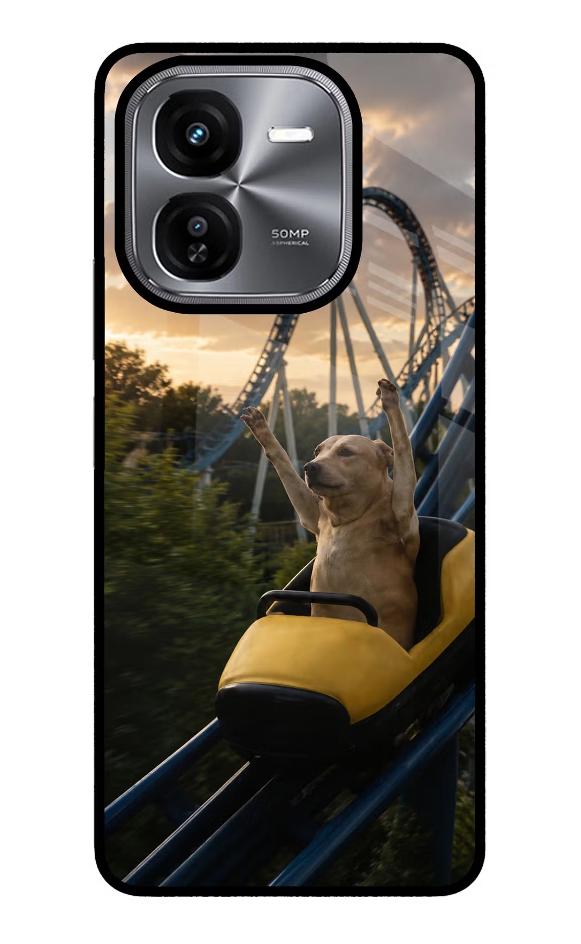 Rollercoaster Dog iQOO Z9X Glass Case