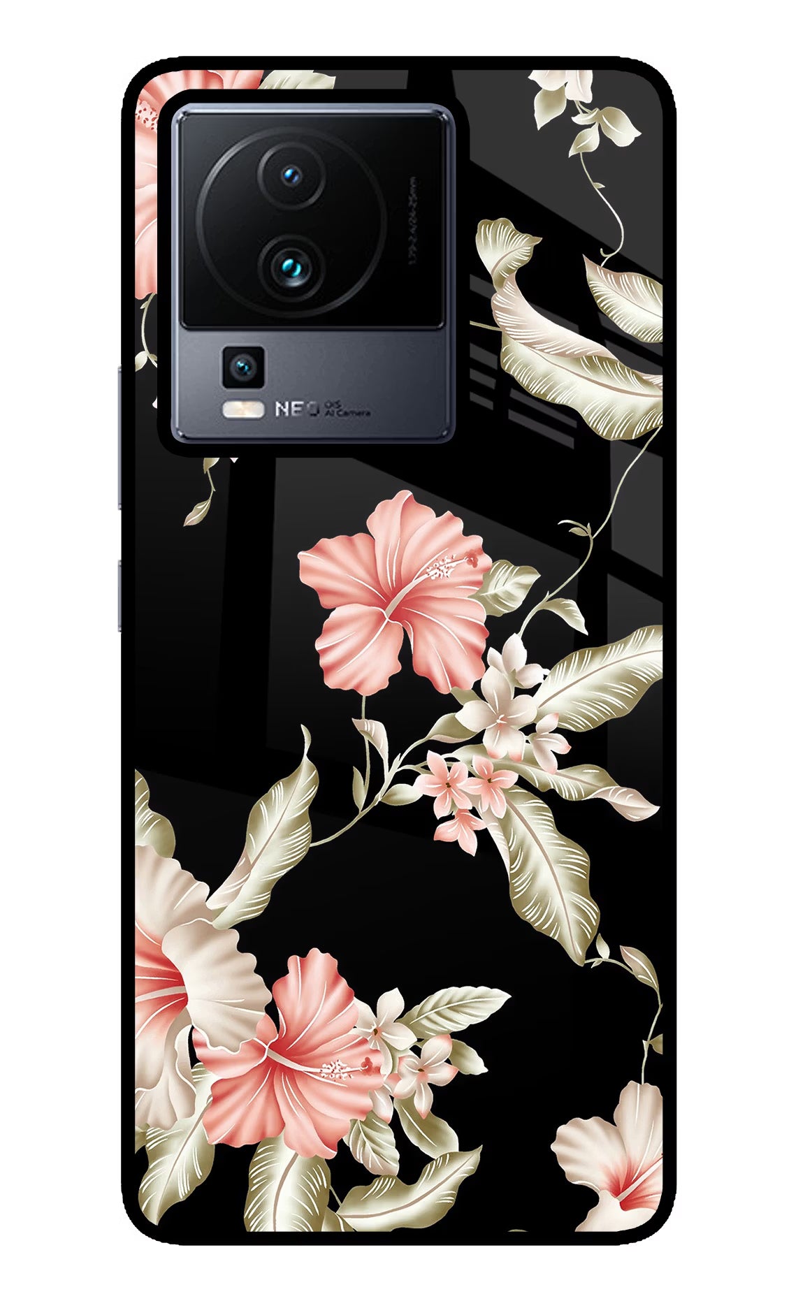 Flowers iQOO Neo 7 Glass Case Back Cover by Casekaro
