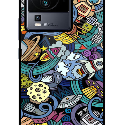 Space Abstract iQOO Neo 7 Glass Case Back Cover by Casekaro