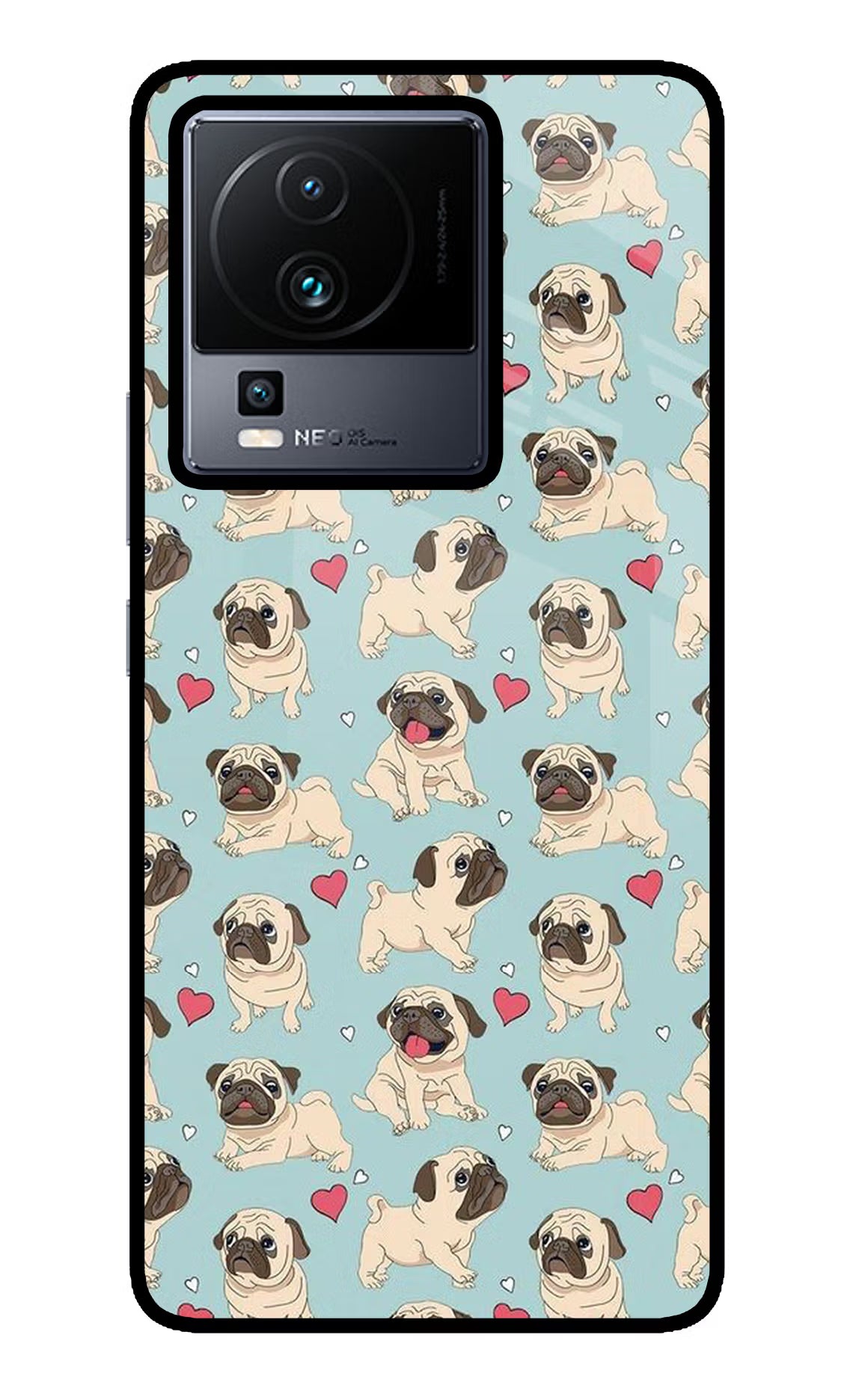Pug Dog iQOO Neo 7 Glass Case Back Cover by Casekaro