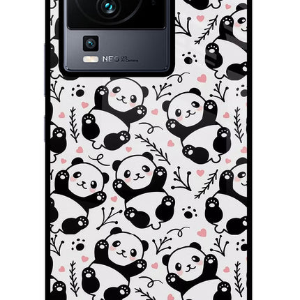 Cute Panda iQOO Neo 7 Glass Case Back Cover by Casekaro