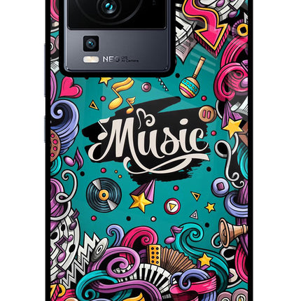 Music Graffiti iQOO Neo 7 Glass Case Back Cover by Casekaro