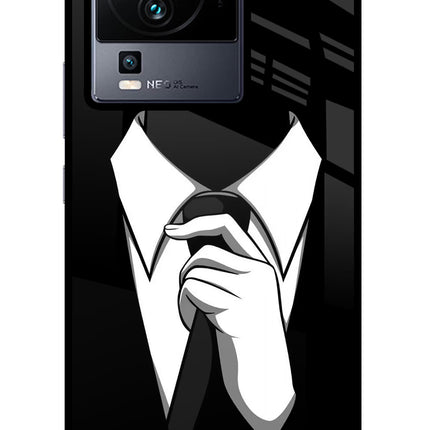 Black Tie iQOO Neo 7 Glass Case Back Cover by Casekaro