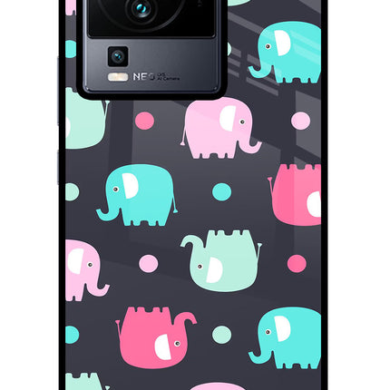 Elephants iQOO Neo 7 Glass Case Back Cover by Casekaro