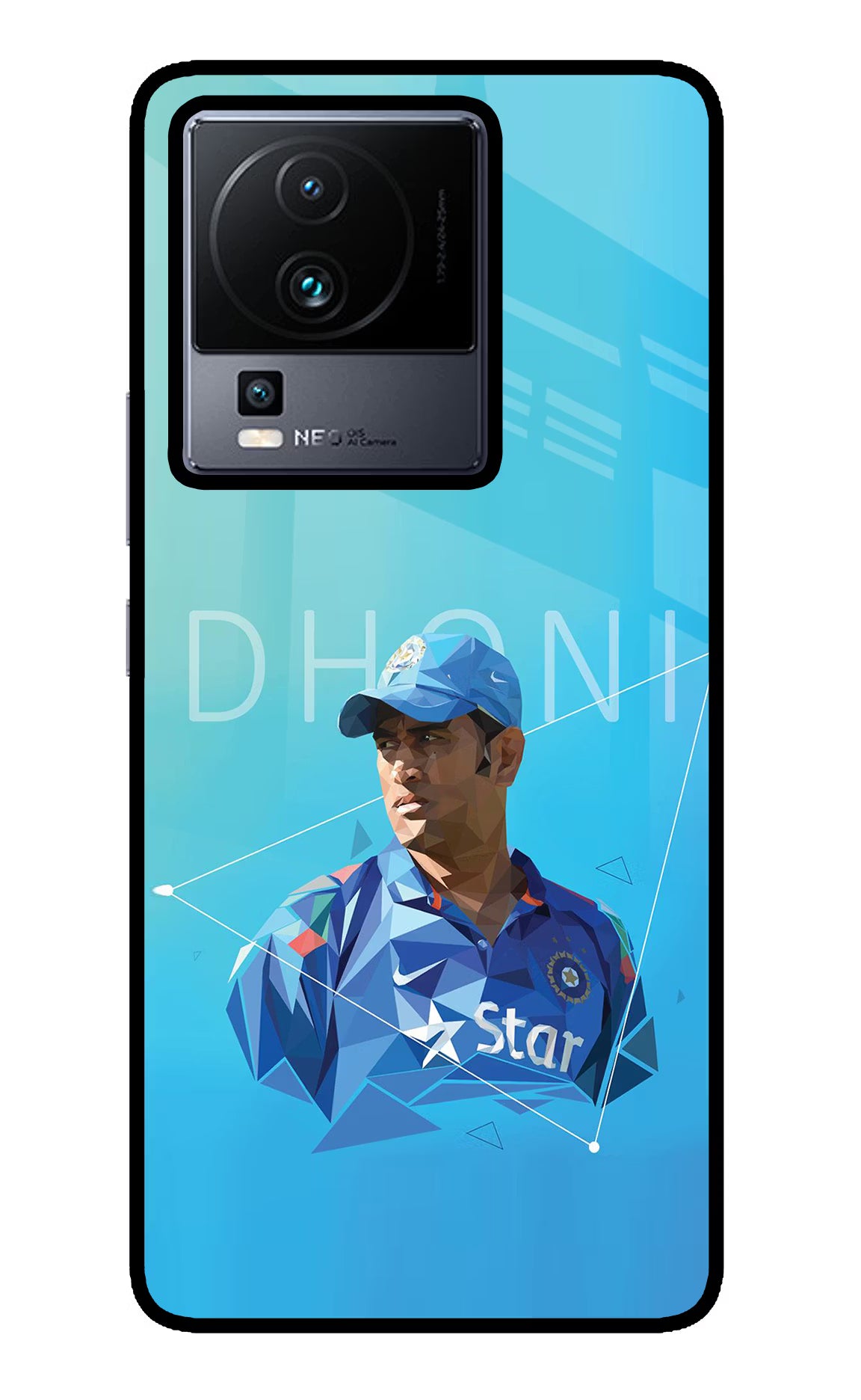 Dhoni Artwork iQOO Neo 7 Glass Case Back Cover by Casekaro