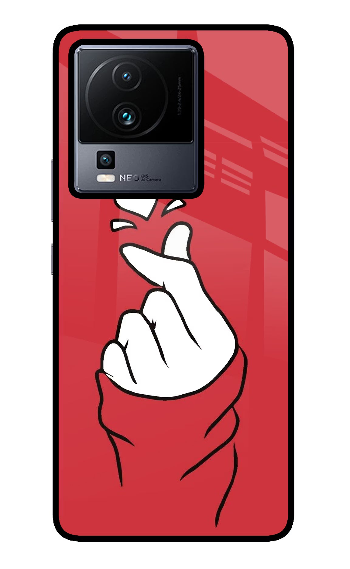 Korean Love Sign iQOO Neo 7 Glass Case Back Cover by Casekaro