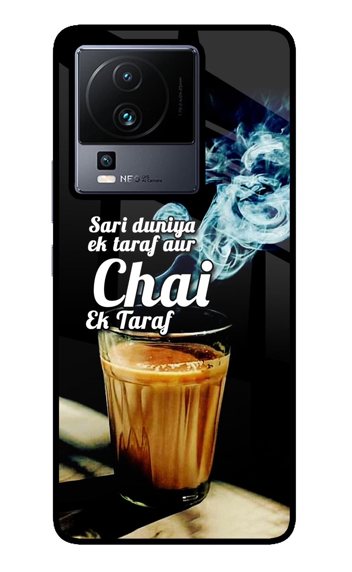 Chai Ek Taraf Quote iQOO Neo 7 Glass Case Back Cover by Casekaro