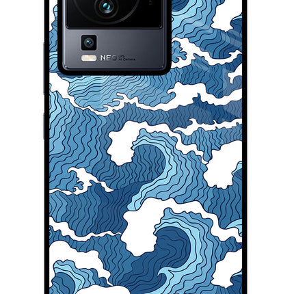 Blue Waves iQOO Neo 7 Glass Case Back Cover by Casekaro