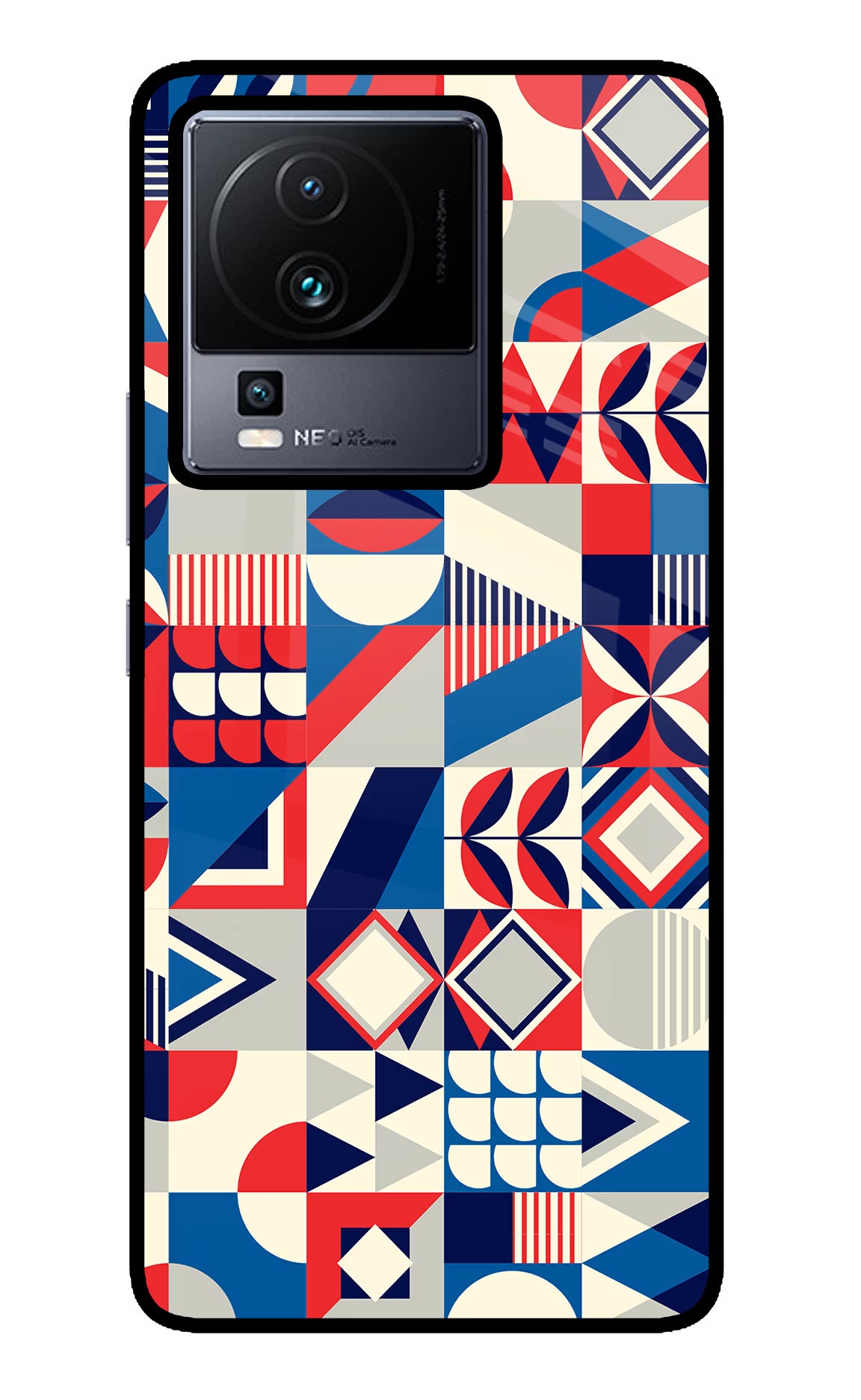 Colorful Pattern iQOO Neo 7 Glass Case Back Cover by Casekaro