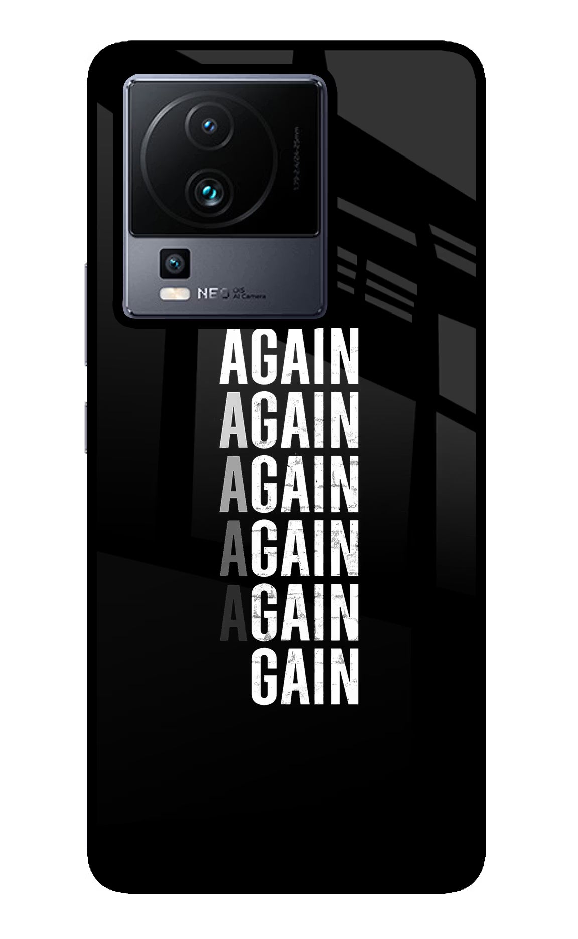 Again Again Gain iQOO Neo 7 Glass Case Back Cover by Casekaro