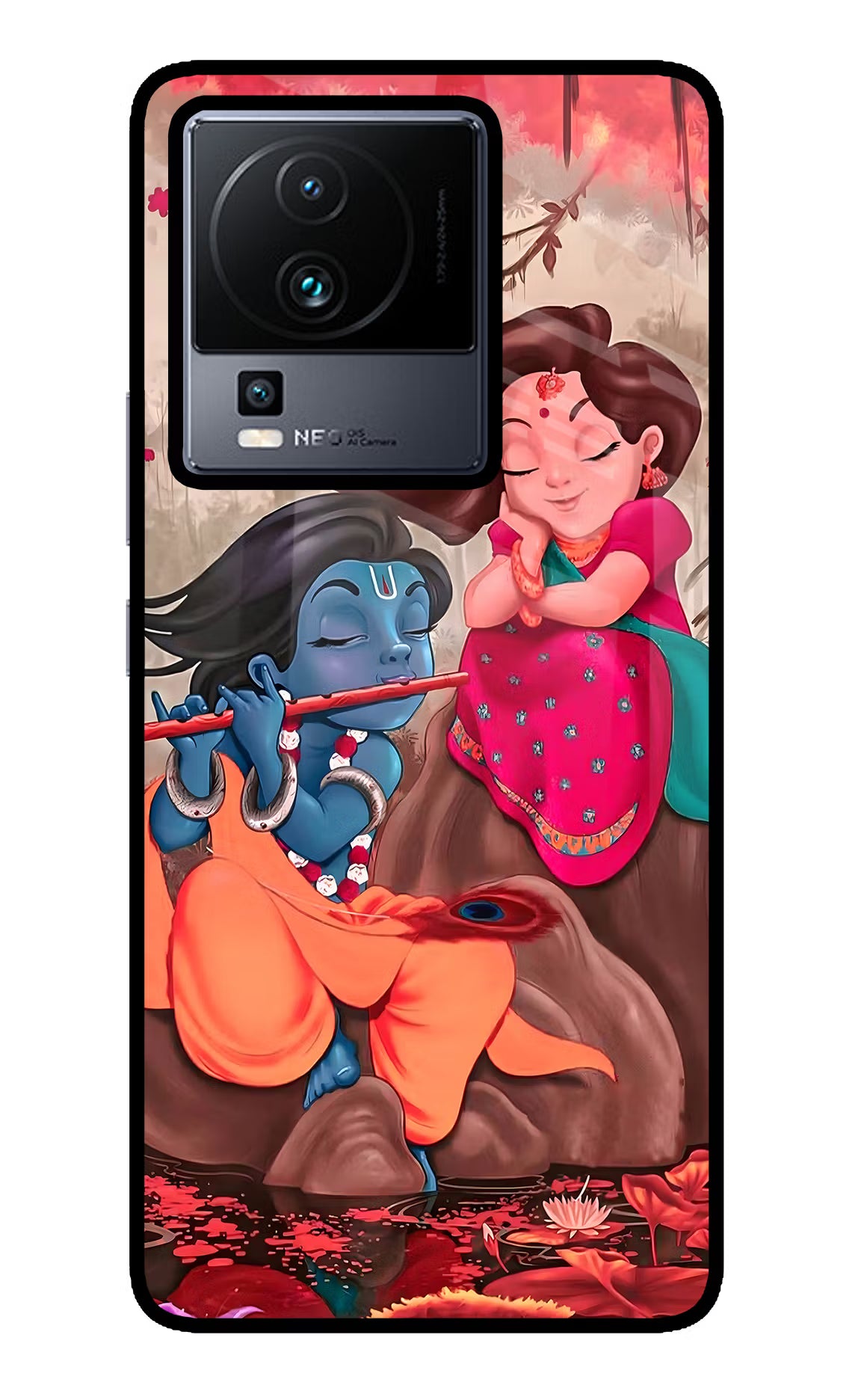 Radhe Krishna iQOO Neo 7 Glass Case Back Cover by Casekaro