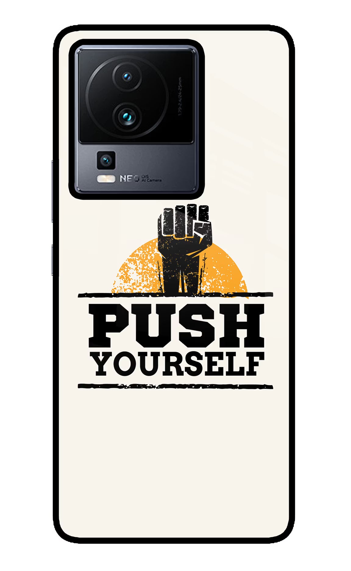 Push Yourself iQOO Neo 7 Glass Case Back Cover by Casekaro