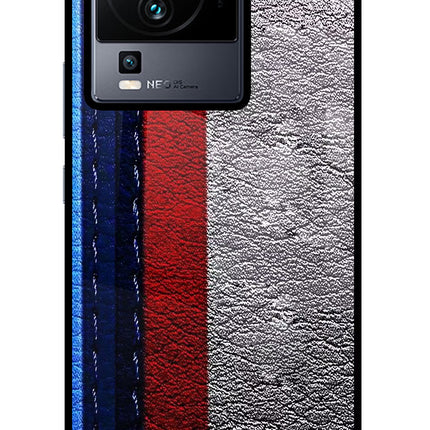 BMW Stripes iQOO Neo 7 Glass Case Back Cover by Casekaro