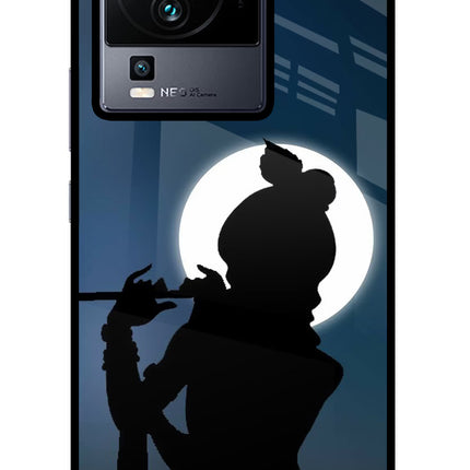 Shri Krishna Silhouette iQOO Neo 7 Glass Case Back Cover by Casekaro