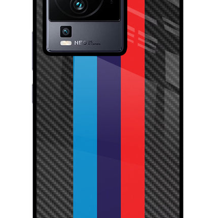 BMW Stripes Pattern iQOO Neo 7 Glass Case Back Cover by Casekaro