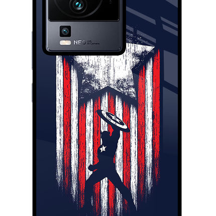 Captain America Marvel Art iQOO Neo 7 Glass Case Back Cover by Casekaro