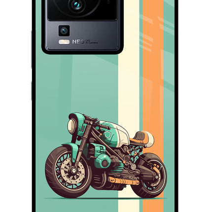 Striped Moto Drift iQOO Neo 7 Glass Case Back Cover by Casekaro
