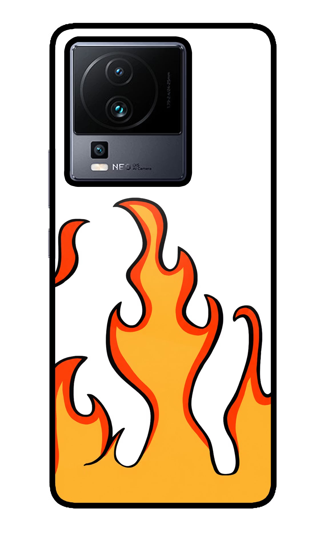 Fired Up – White iQOO Neo 7 Glass Case Back Cover by Casekaro