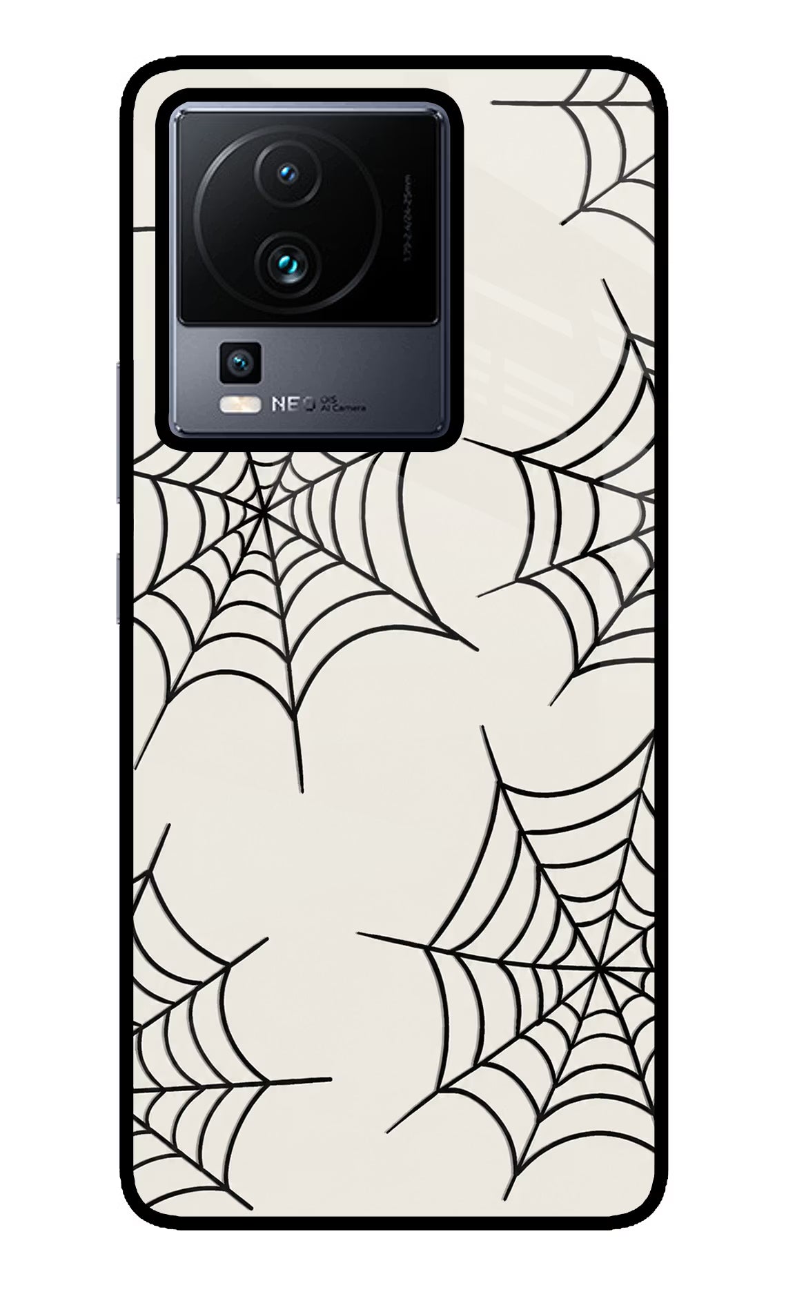 Spider Web iQOO Neo 7 Glass Case Back Cover by Casekaro