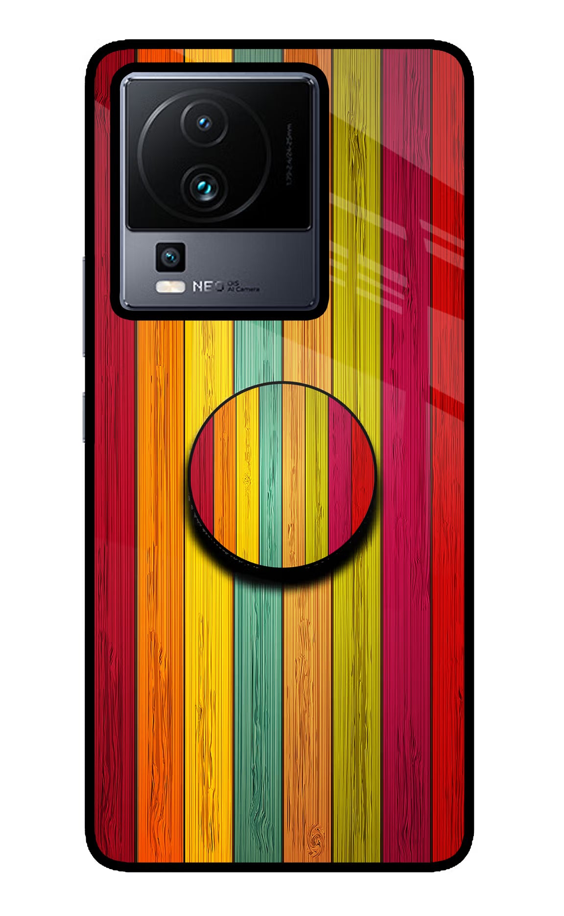 Multicolor Wooden iQOO Neo 7 Pop Case by Casekaro