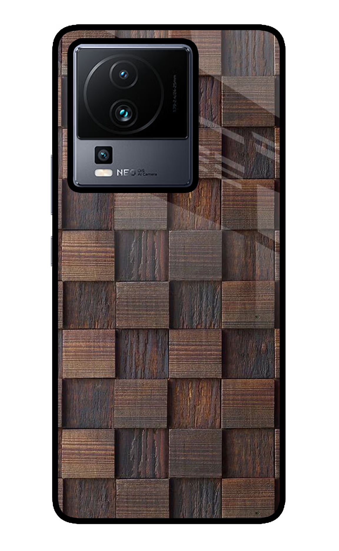Wooden Cube Design iQOO Neo 7 Pro Glass Case Back Cover by Casekaro