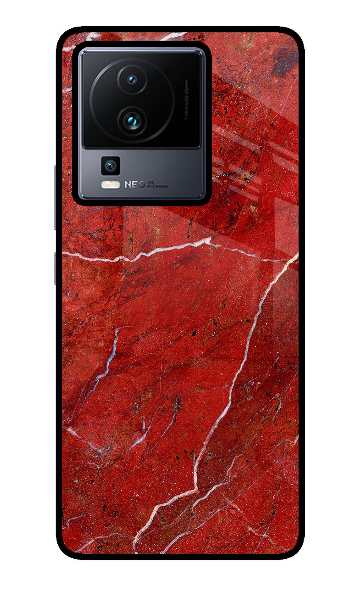 Red Marble Design iQOO Neo 7 Pro Glass Case Back Cover by Casekaro