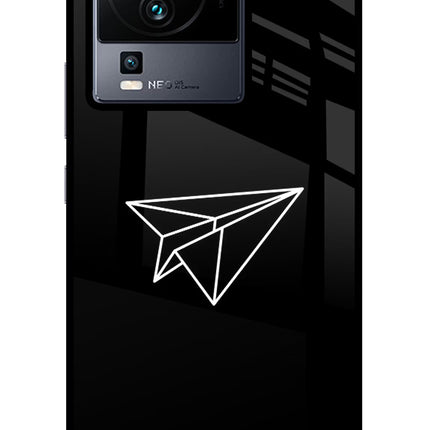 Paper Plane White iQOO Neo 7 Pro Glass Case Back Cover by Casekaro